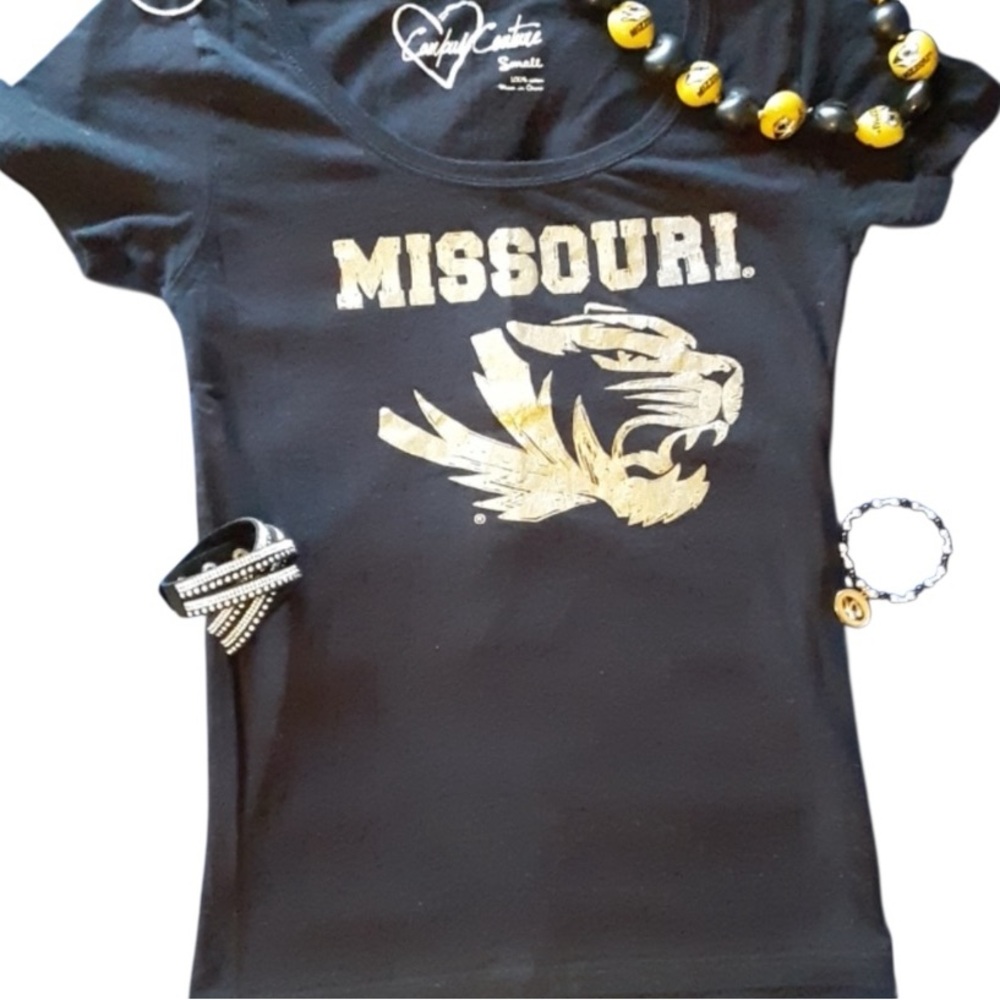 Missouri Tigers  Black & Gold Womens Tee Shirt